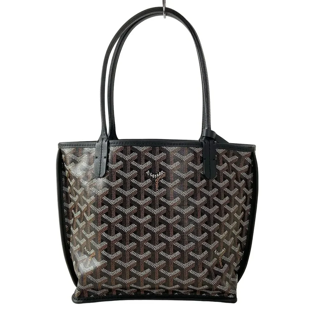 Goyard Ange Mini Handbag Black Dark Brown White chevroche calfskin Canvas